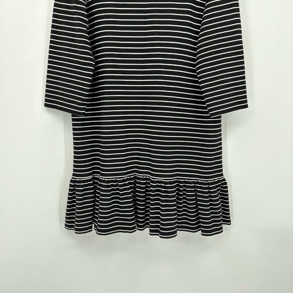 KATE SPADE BROOME STREET dress striped mini ruffle long sleeve black white XXL - Picture 6 of 9